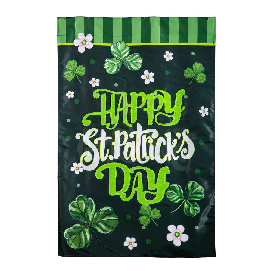 Happy Saint Patrick's Day Shamrock's Applique Garden Flag