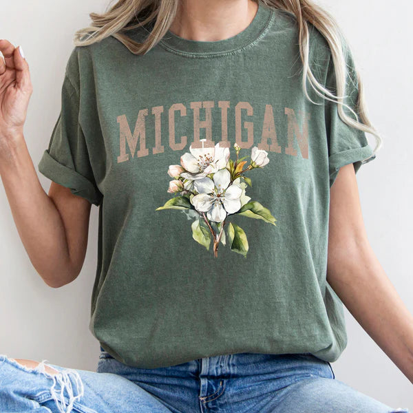 Michigan State Flower T-Shirt Light Green