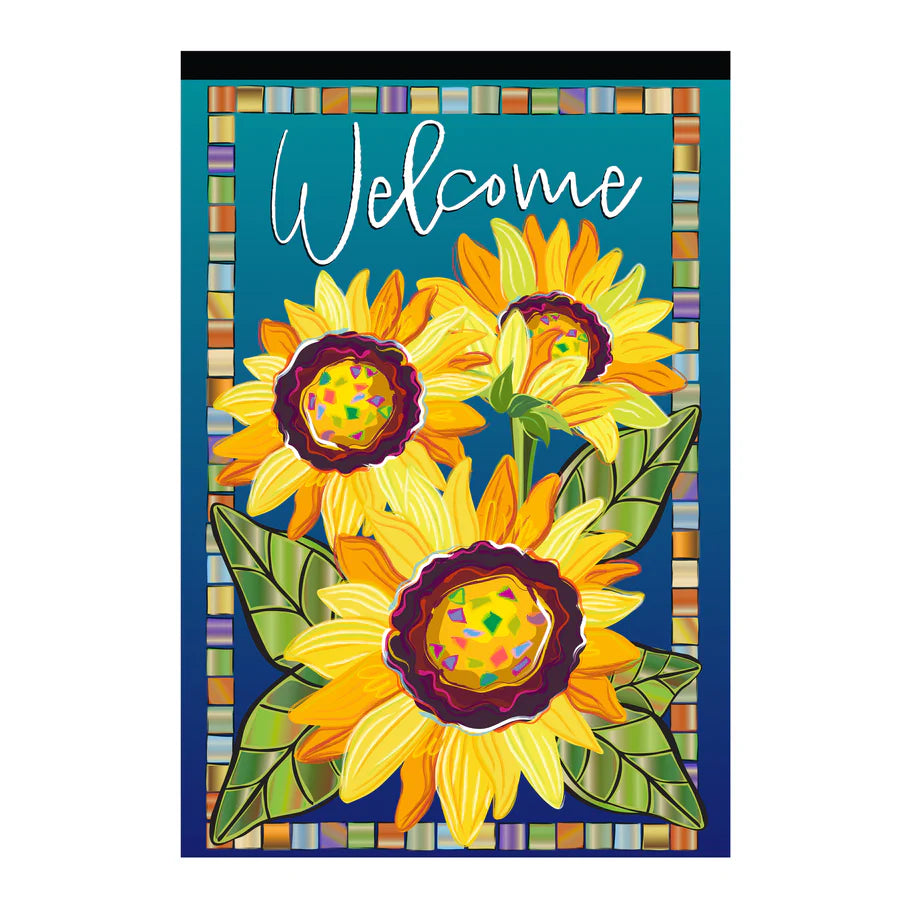 Sunflower Garden Welcome Applique Garden Flag