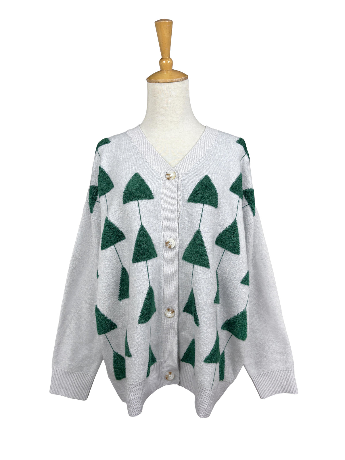 Evergreen Knit 3-D Tree Cardigan