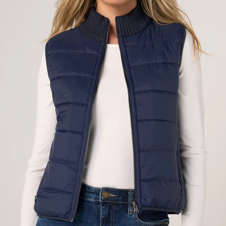 Sleeveless Reversible Zip Front Quilted Sweater Vest