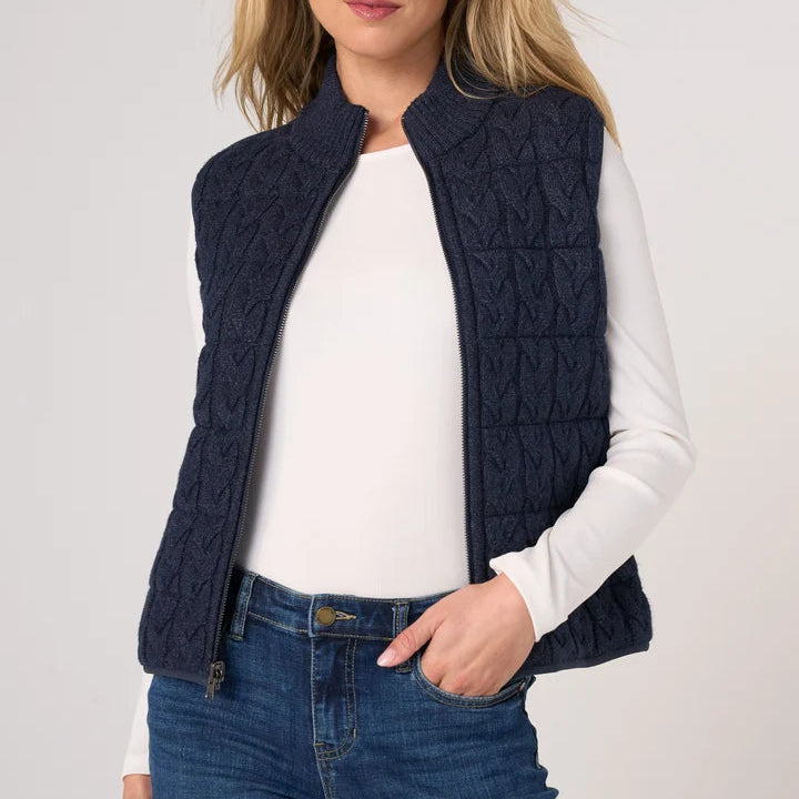 Sleeveless Reversible Zip Front Quilted Sweater Vest