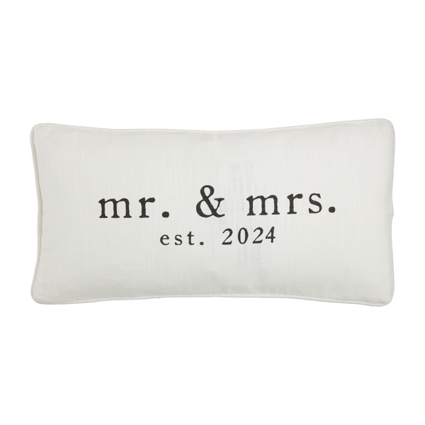 Mud Pie Lumbar Mr. &amp; Mrs. est. 2024 Pillow