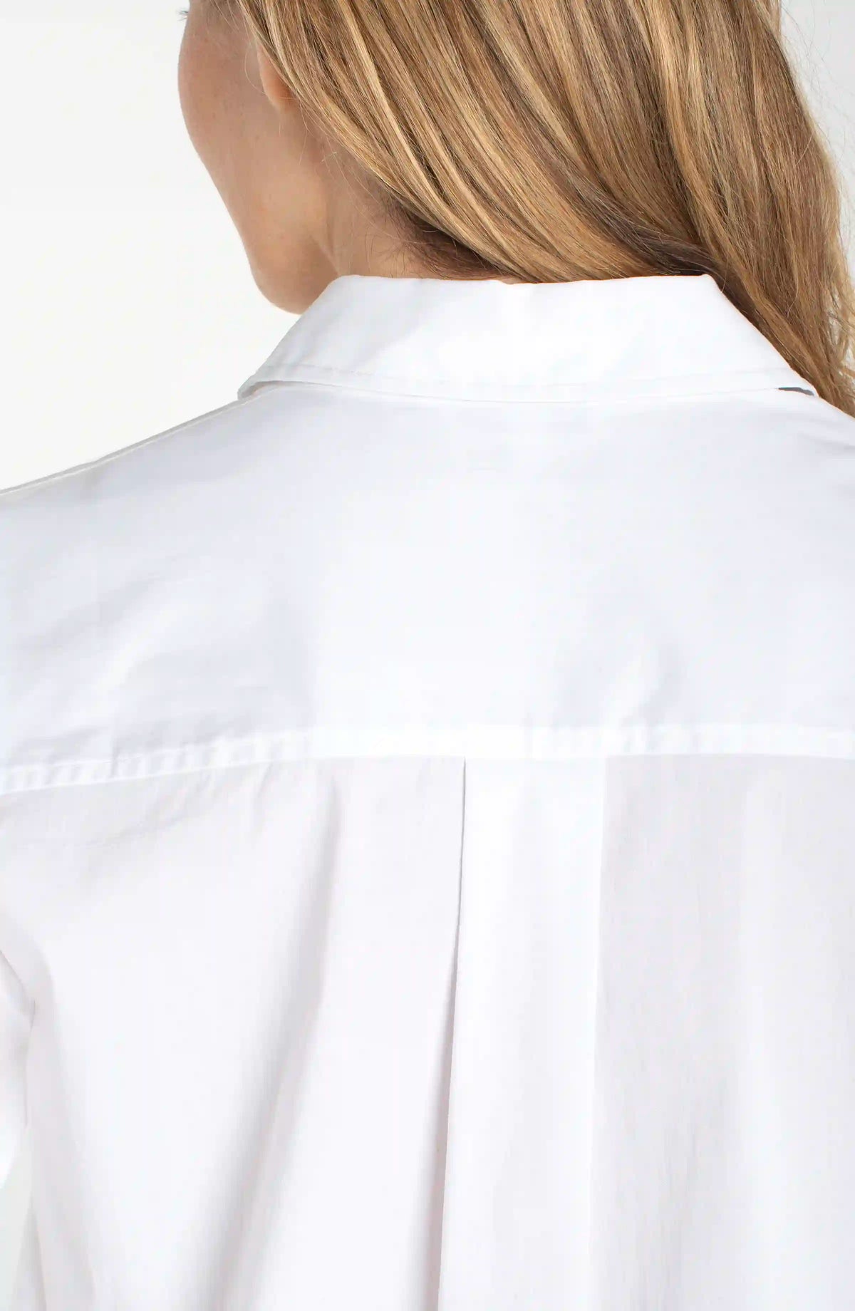 White Adjustable Sleeve Button Front Woven Top