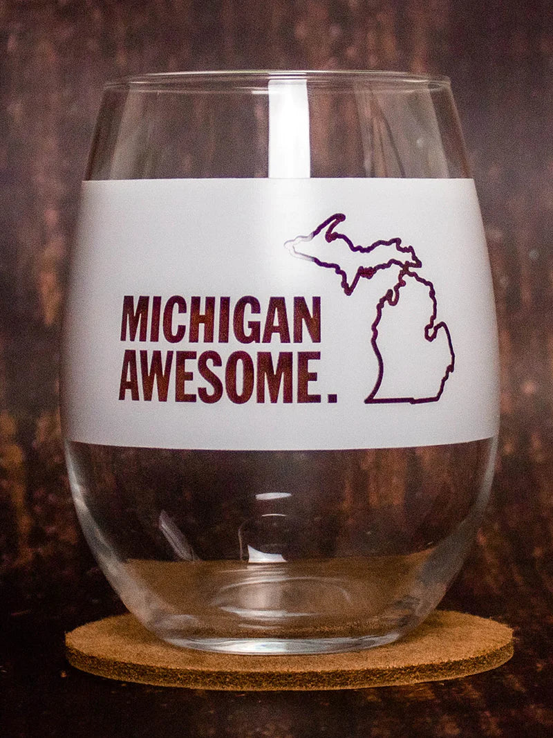 Michigan Awesome Stemless Wine Glass