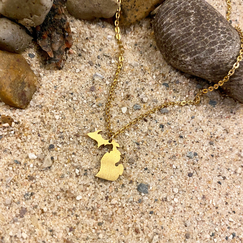 Mini Michigan Outline Necklace