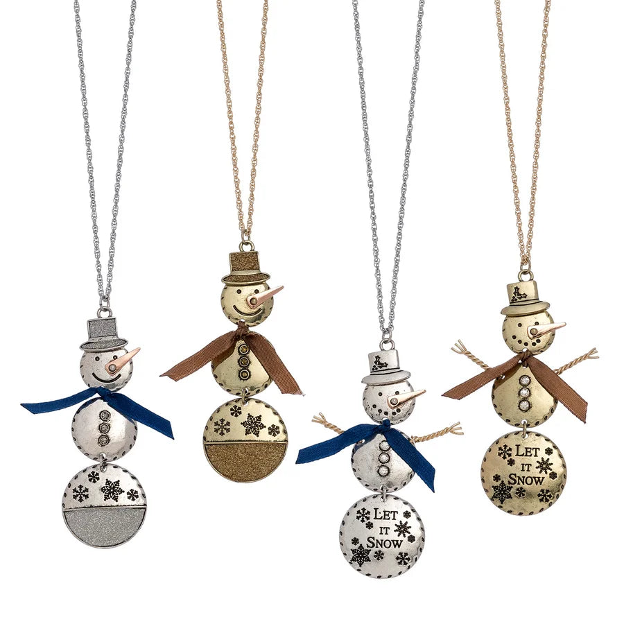 Let It Snow Snowman Pendant Necklaces