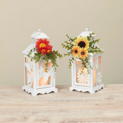 Summer Lanterns w/ LED Candle Set of 2