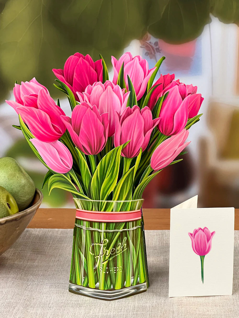 Fresh Cut Paper Standing Flowers Card