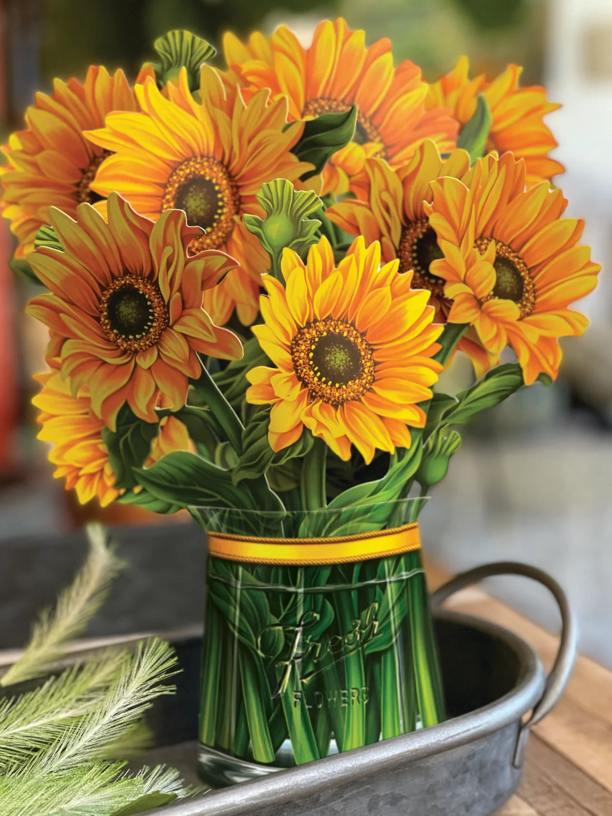 Fresh Cut Paper Standing Flowers Card