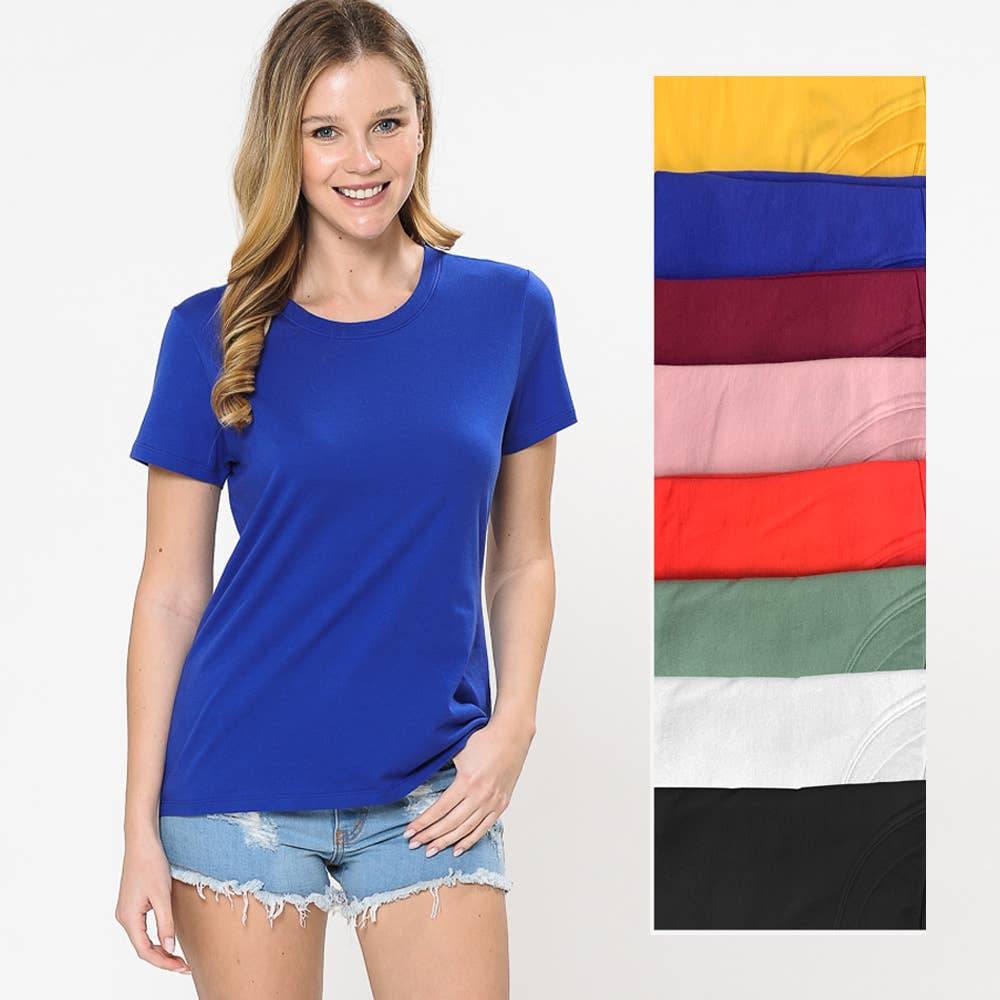 Round Neck Lightweight Basic Short Sleeve Tee