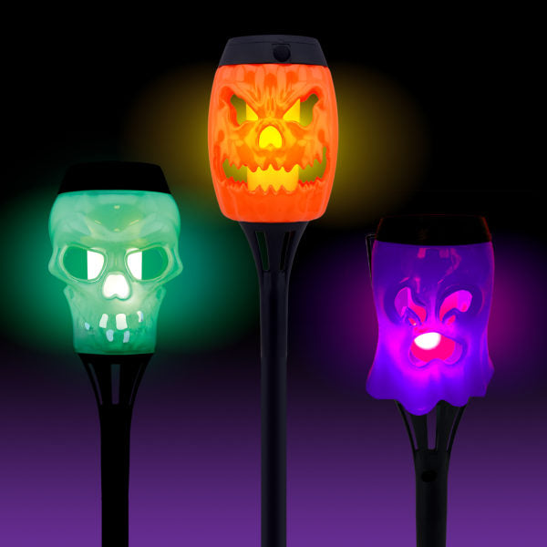 36&quot; SOLAR Spooky Halloween Flicker Flame Pathway Torch