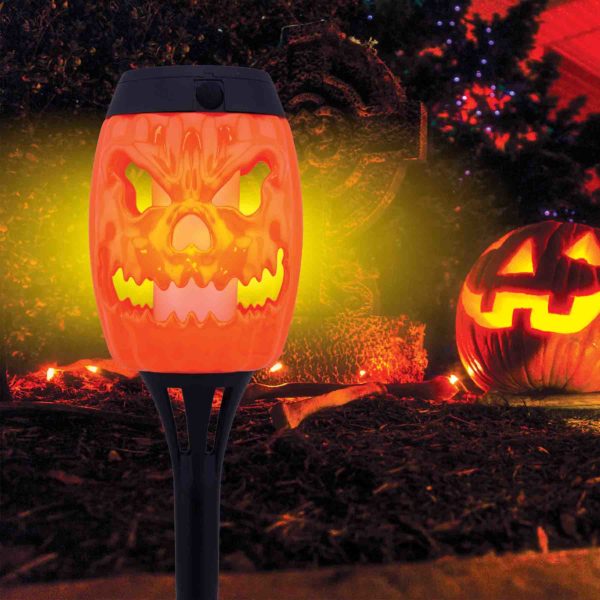 36&quot; SOLAR Spooky Halloween Flicker Flame Pathway Torch