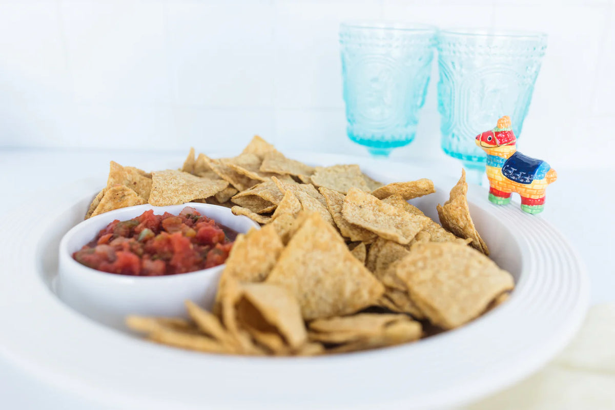 Melamine Round Pinstripe Chip &amp; Dip Platter