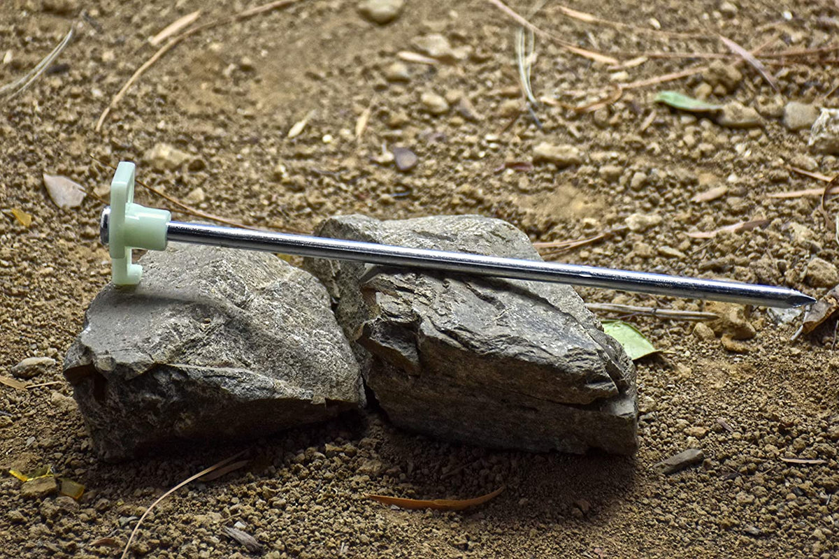 Metal Tent Pegs w/ Glow In The Dark Stopper