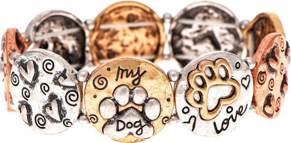 Multi-Metal Pawsitive Love Dog Bracelet