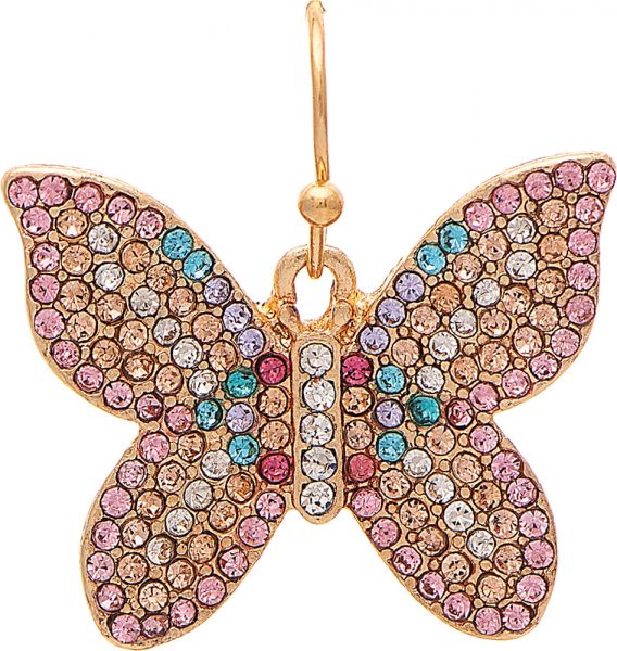 Gold Pastel Crystal Butterfly Earrings