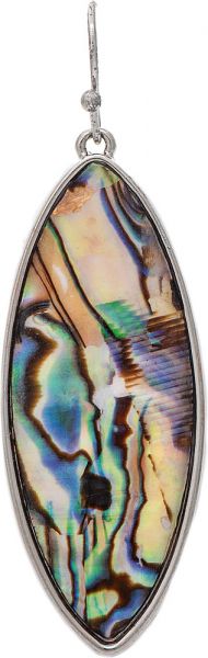 Silver Abalone Ellipse Earrings