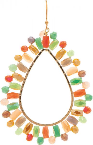 Gold Multi Bead Fringe Teardrop Earrings