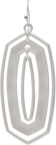 Silver Long Hexagon Layered Earrings