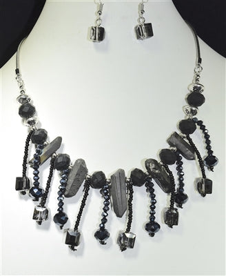 Crystal Beaded Snake Chain Necklace Set