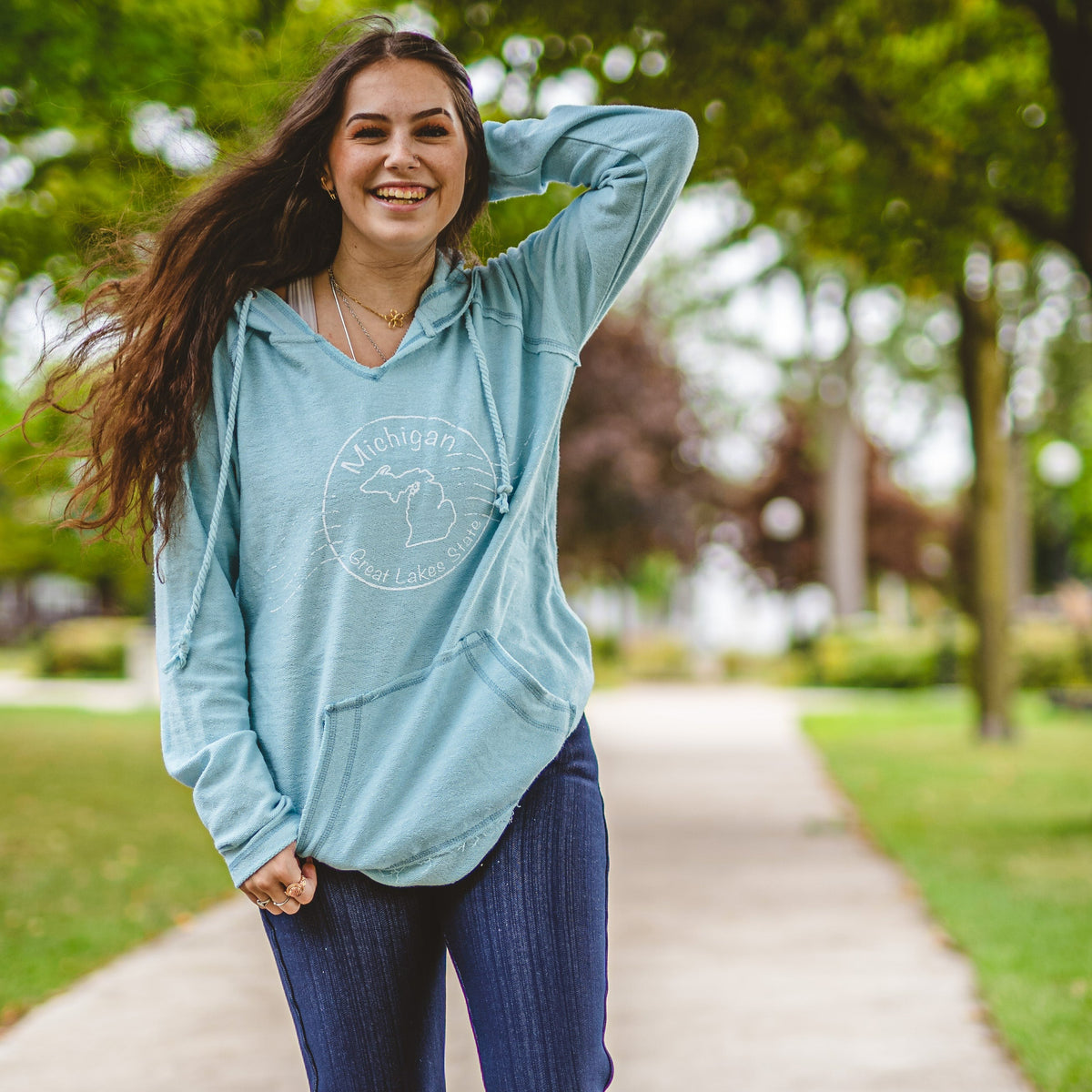 Michigan Stamp Print Hoodie