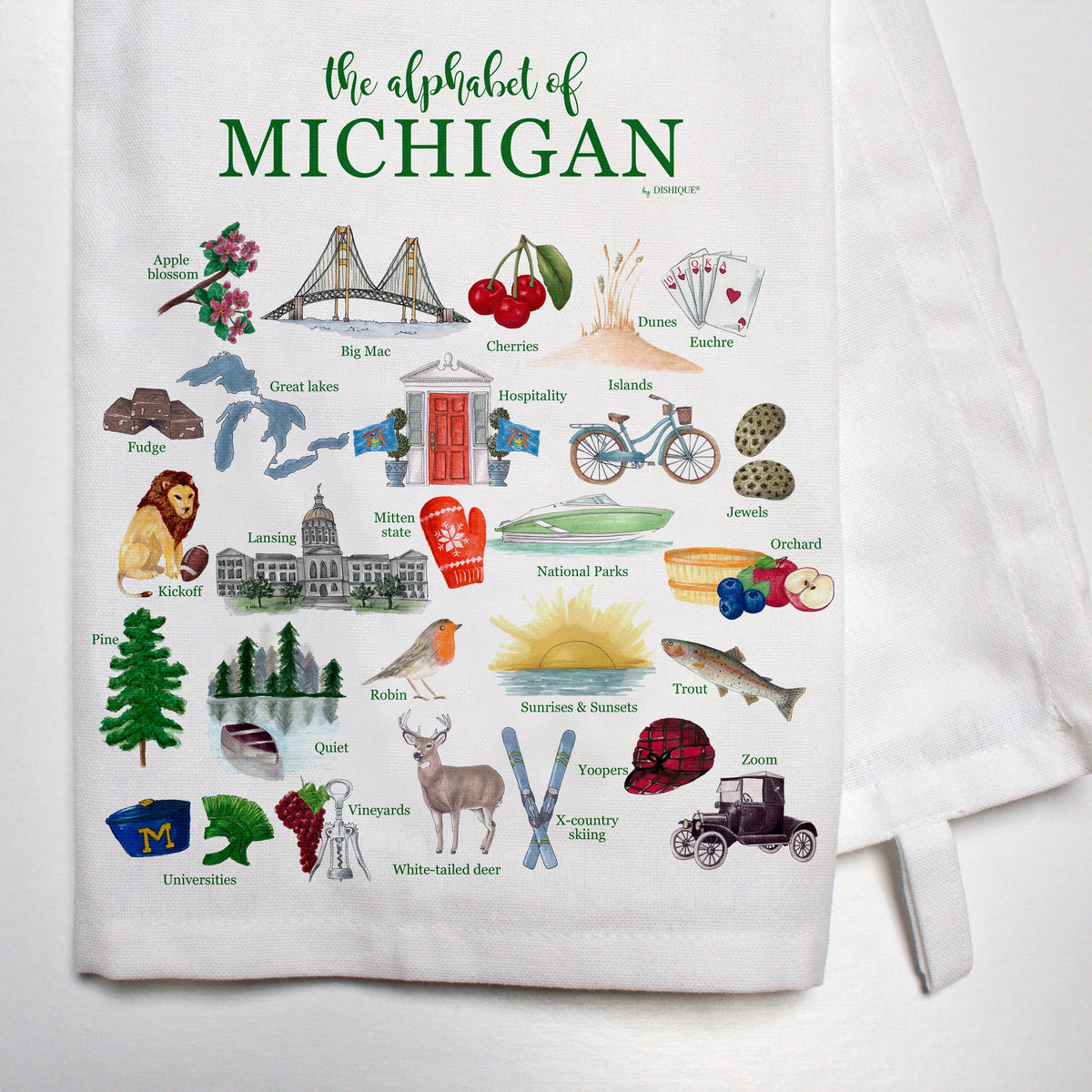 Michigan Alphabet Dish Towel