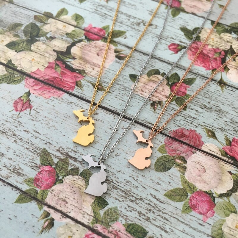 Mini Michigan Outline Necklace