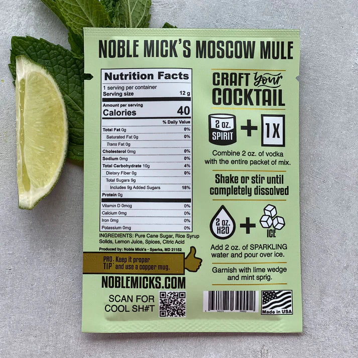 Noble Mick&#39;s Single Serve Craft Cocktail Mix