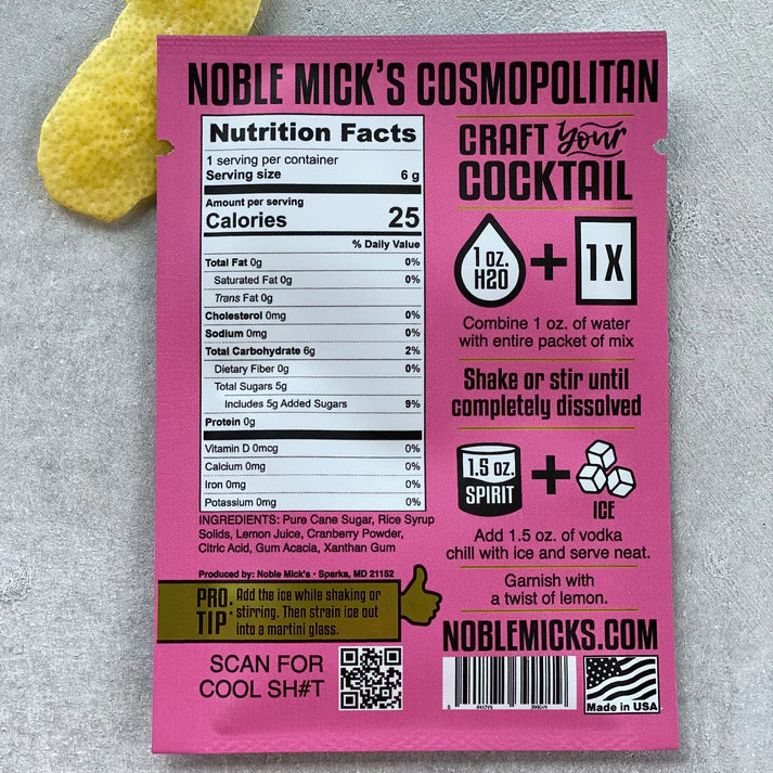Noble Mick&#39;s Single Serve Craft Cocktail Mix