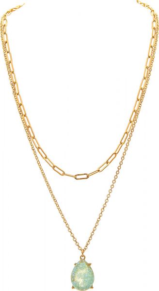 Gold Druzy Double Chain Necklace Set