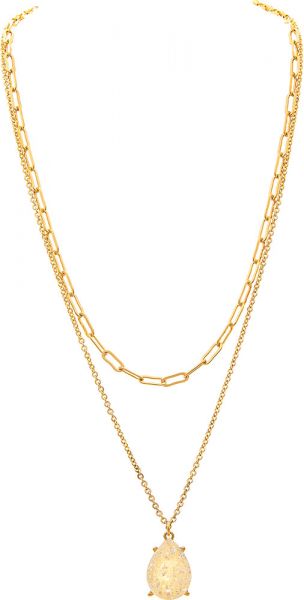 Gold Druzy Double Chain Necklace Set