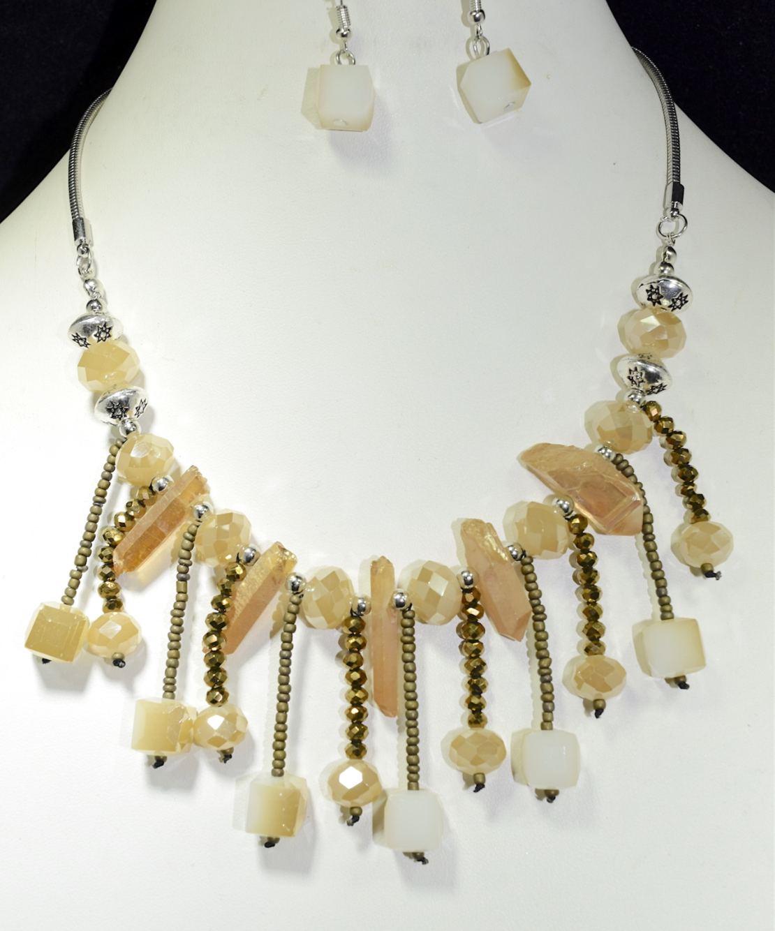 Crystal Beaded Snake Chain Necklace Set