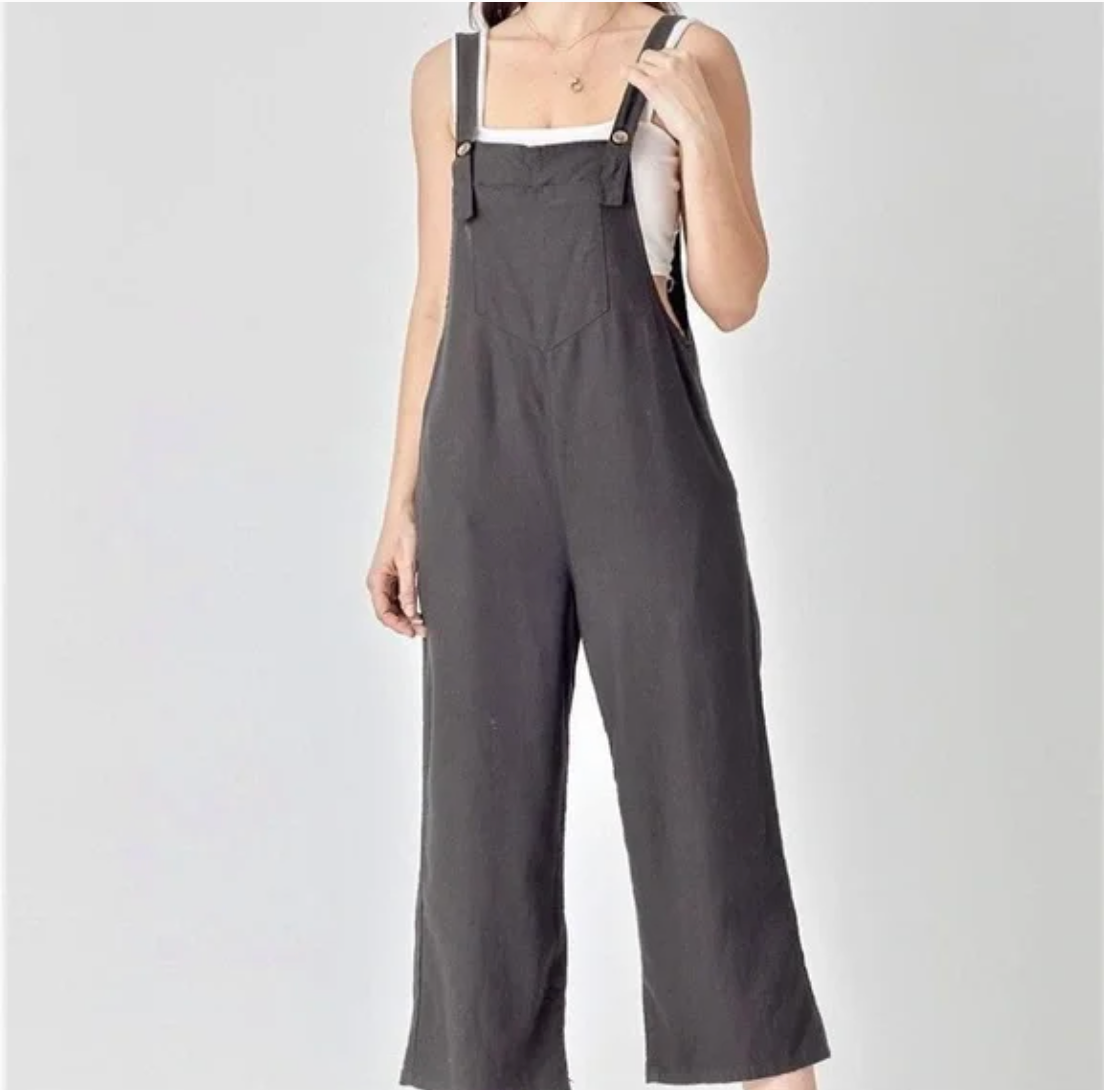 Dk Grey Relax Crop Wide Leg Overall