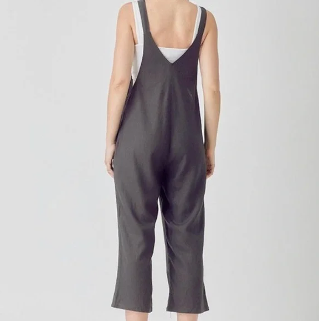 Dk Grey Relax Crop Wide Leg Overall