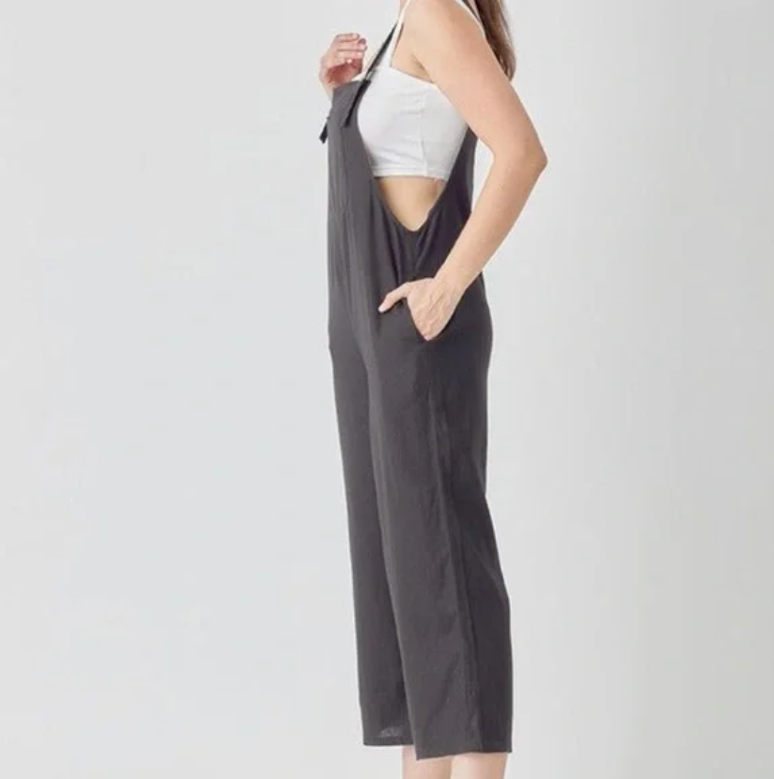 Dk Grey Relax Crop Wide Leg Overall