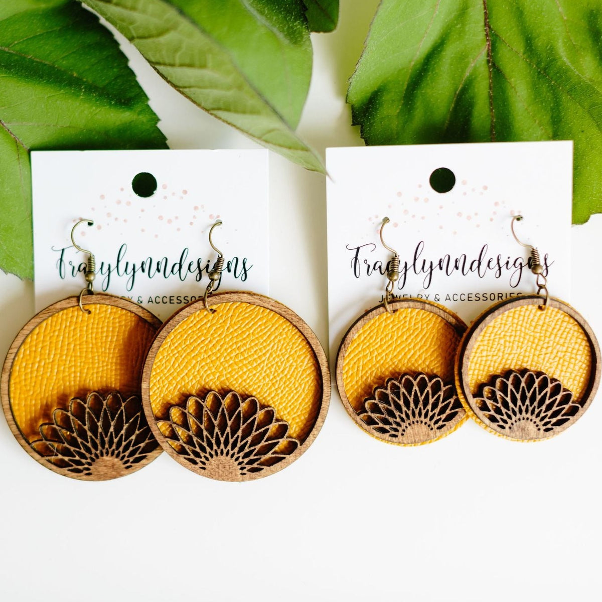 Wooden Sun Floral Earrings