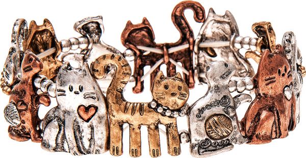 Multi-Metal Funky Cat Love Stretch Bracelet