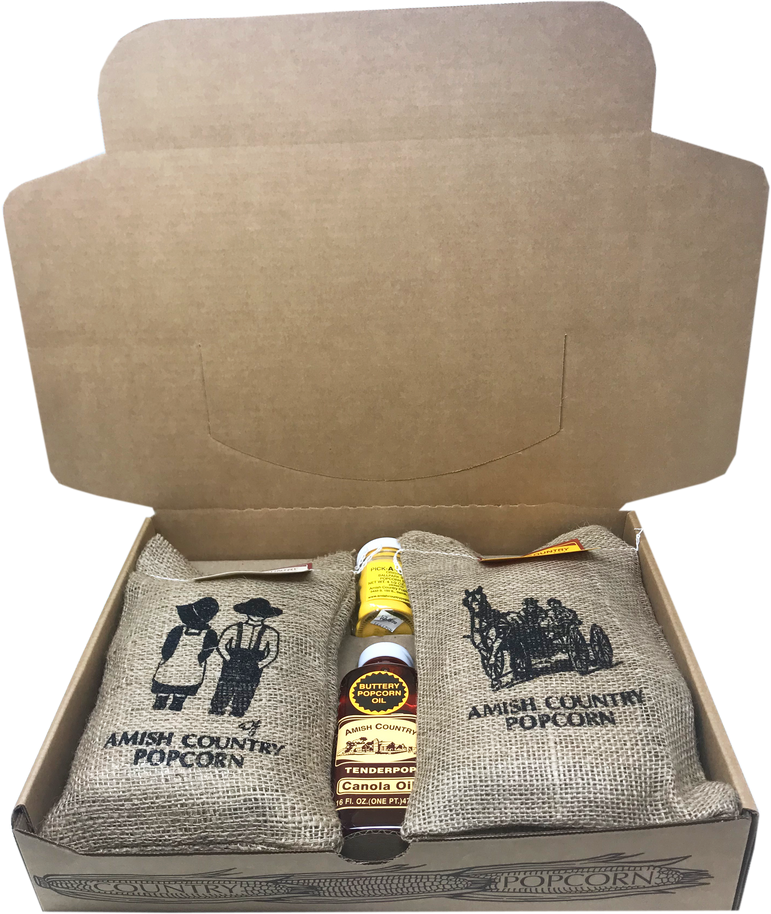 Burlap Amish Popcorn Gift Set