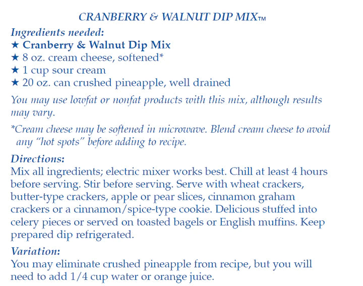 Cranberry Walnut Dip Mix