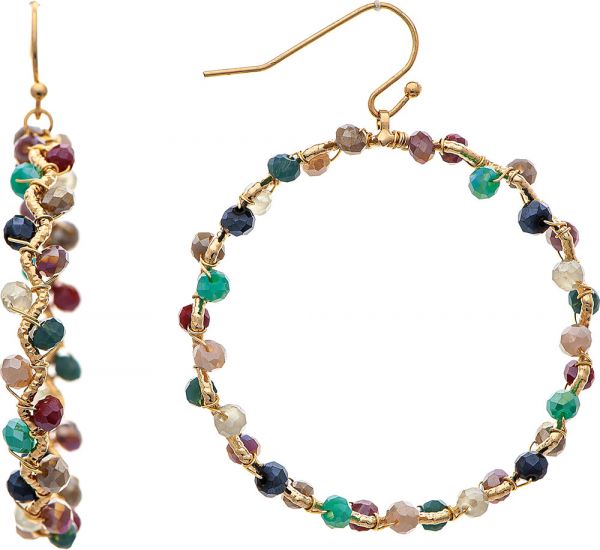 Gold Multi Bead Circle Earrings