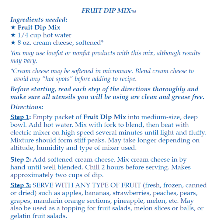 Fruit Dip Mix