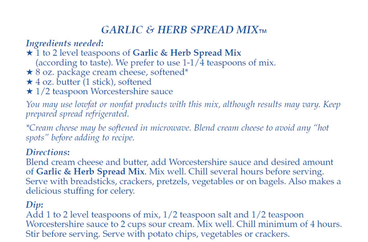 Garlic &amp; Herb Spread Mix