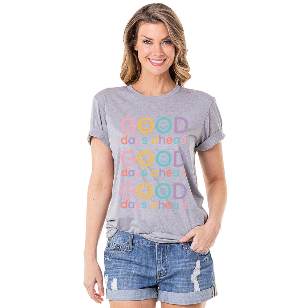 Grey Multi Color Good Days Ahead T-Shirt