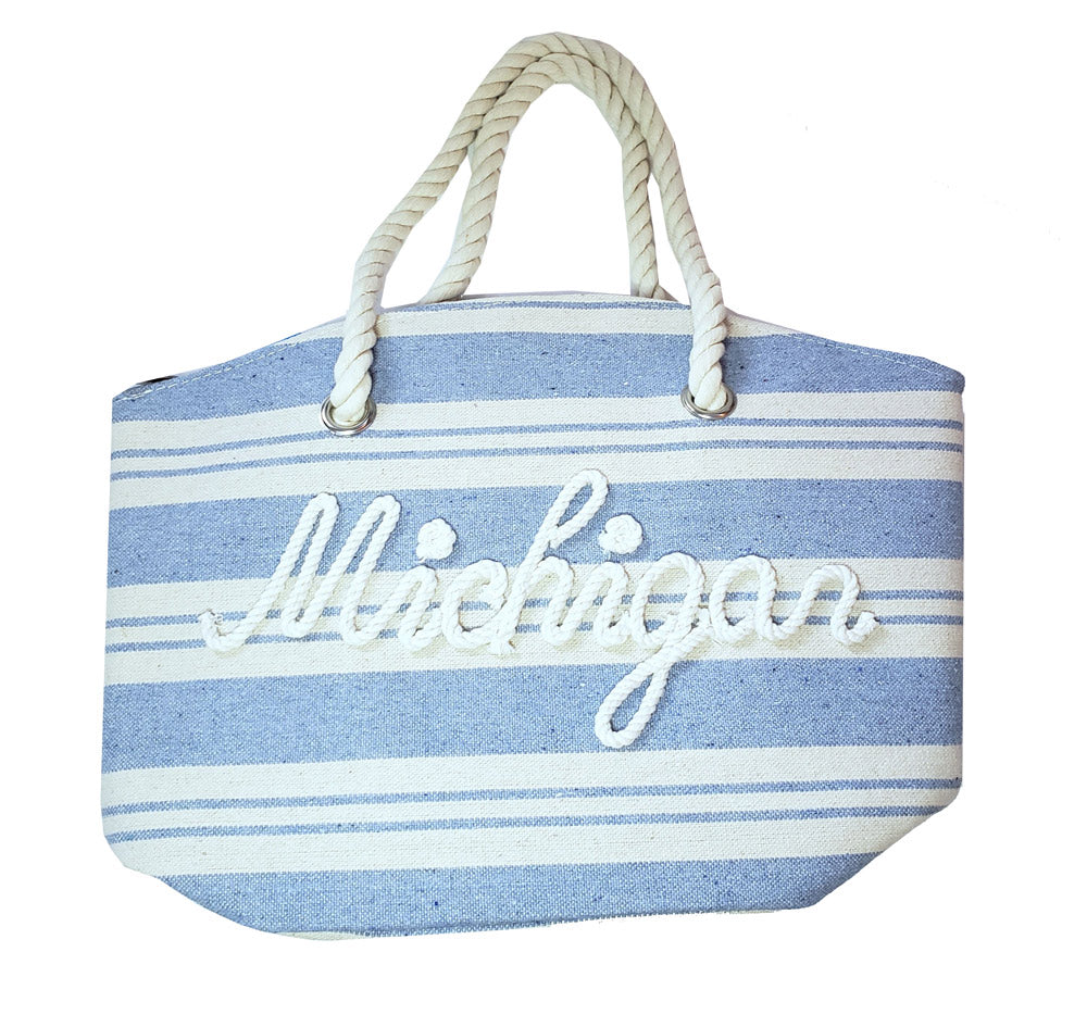 Medium MI Blue Rope Striped Bag