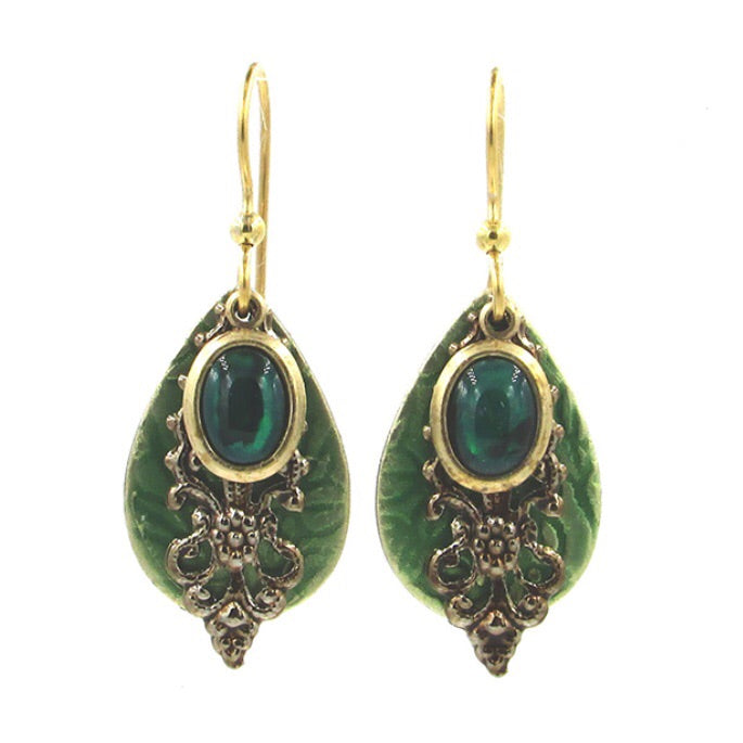 Stone w/ Filigree on Tear Earrings