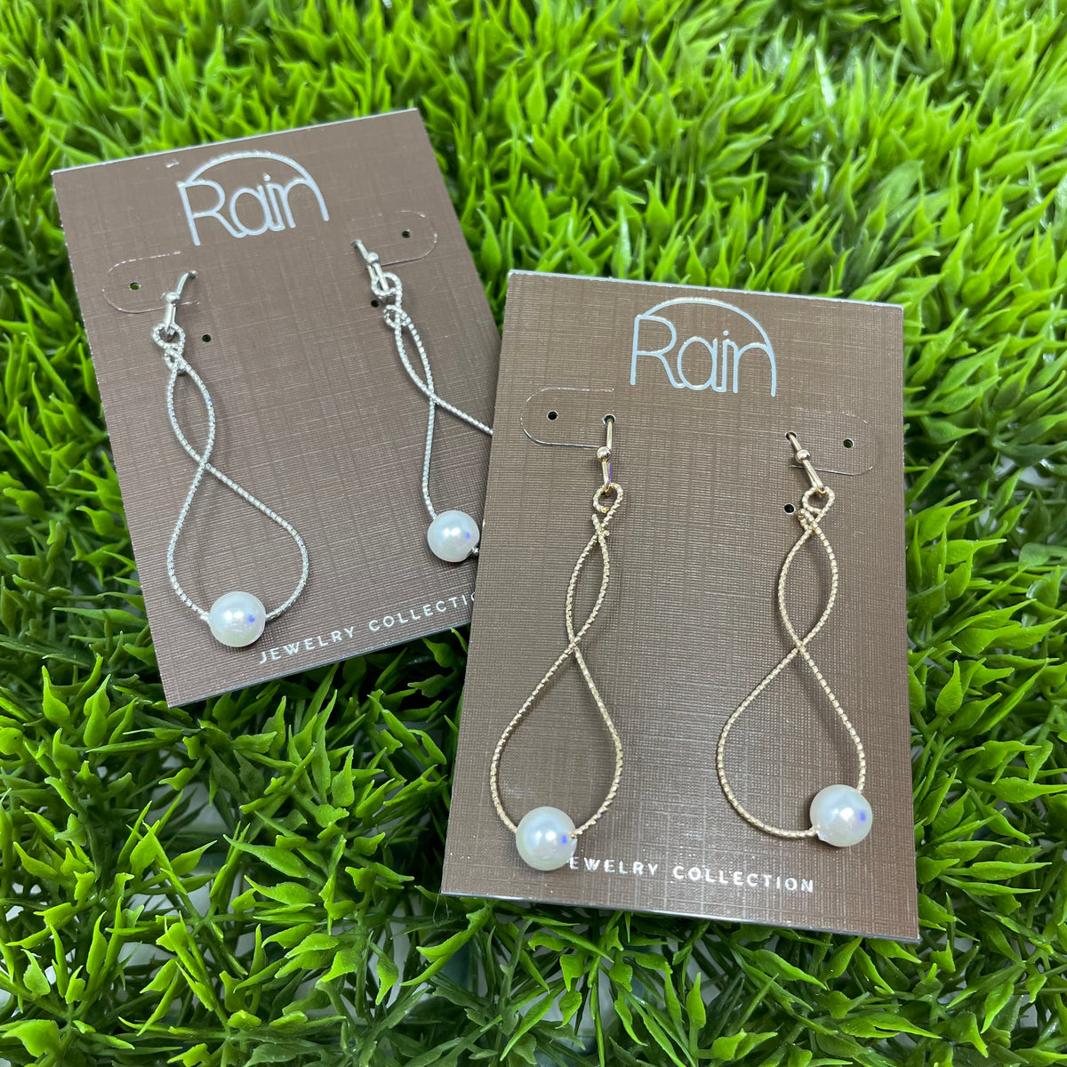 Pearl Infinity Twist Earrings