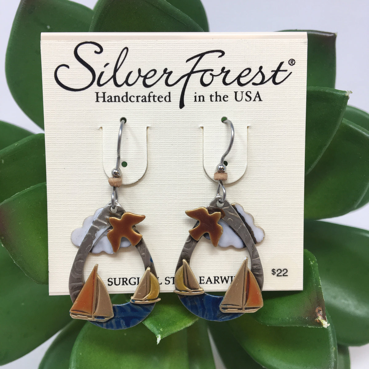 Sailboat with Bird Earrings