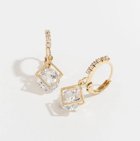 Diamond Shape Hoop Dazzlers Earrings