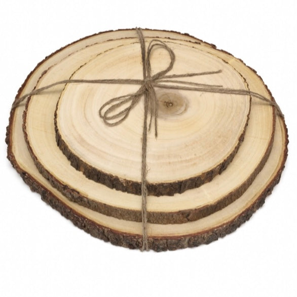 Set of 3 Acacia Bark Slab Board